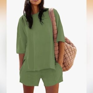 Half Sleeve Crew Neck Lounge Matching Set